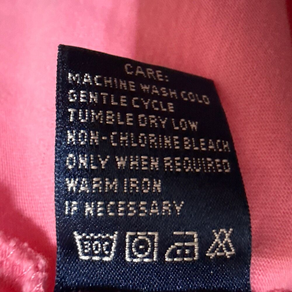Ralph Lauren Pink Top T Shirt Short Sleeve Green Pony Cotton Y2K V-Neck Size L - Picture 6 of 6